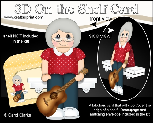 3D On the Shelf Card Kit - Old Lady Win plays the Guitar
