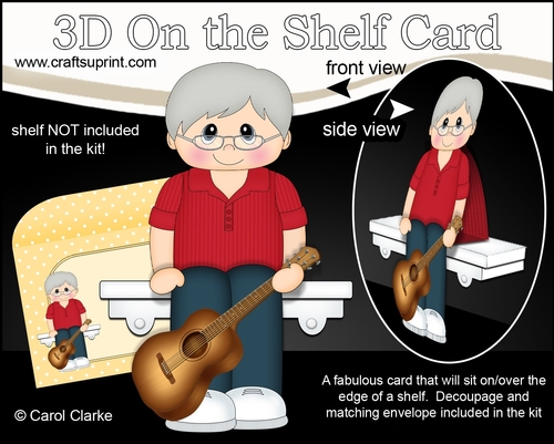 3D On the Shelf Card Kit - Old Man Vernie plays the Guitar