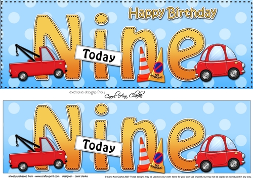 Large DL Happy Birthday NINE TODAY 3D decoupage