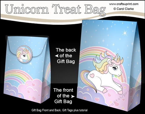 3D Gift Bag Mini Kit -  Cute Little Unicorn Rainbow 