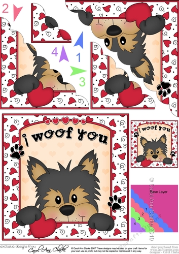 Scalloped Corner Stacker - Love, Romance, Valentine- Little Yorkie Dog
