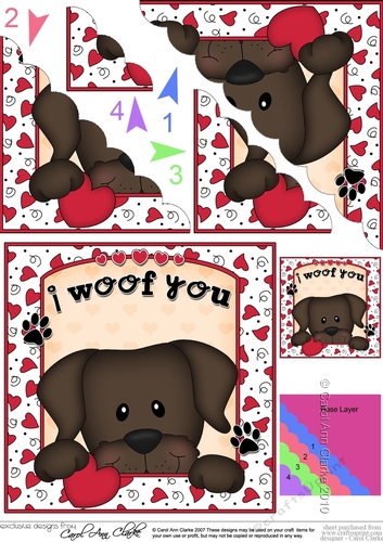 Scalloped Corner Stacker - Love, Romance, Valentine- Little Chocolate Labrador Dog