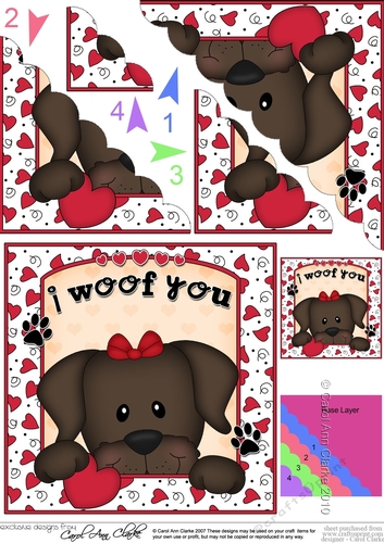 Scalloped Corner Stacker - Love, Romance, Valentine- Little Chocolate Labrador Dog