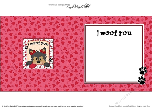 Square Landscape insert - Love, Romance, Valentine- Little Yorkie Dog