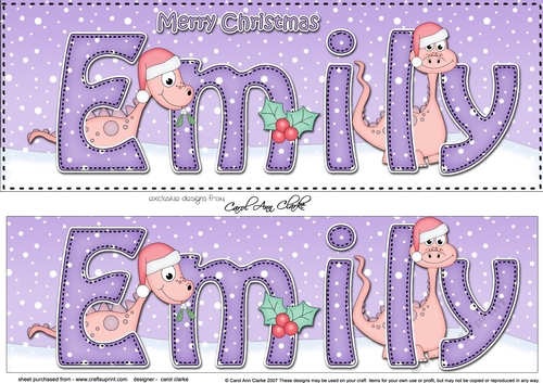 Large DL Merry Christmas EMILY 3D decoupage 