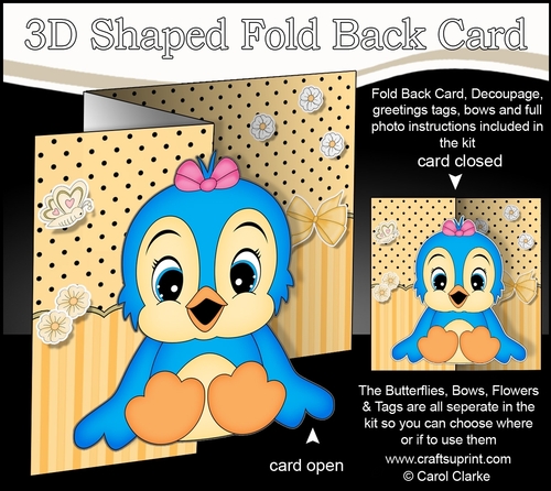 3D Shaped No-Hole Fold Back Mini Kit - Cute Little BeBe Bird