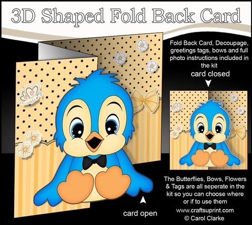 3D Shaped No-Hole Fold Back Mini Kit - Cute Little Bloo Bird