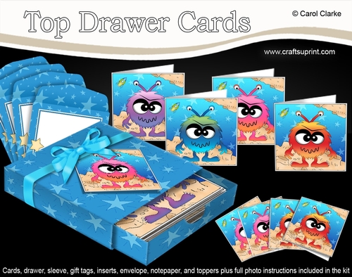 3D Top Drawer Cards Bumper Kit  -  Cute Aliens - Vesh, Dula, Juya, Xago