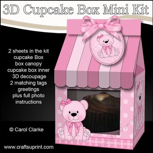 3D Mini Milk Carton Cupcake Treat Box Mini Kit - Cute Little Bliss Bear