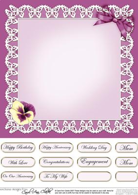 Pansy on Butterfly Lace Matching 8 x 8 Insert Panel and Gree
