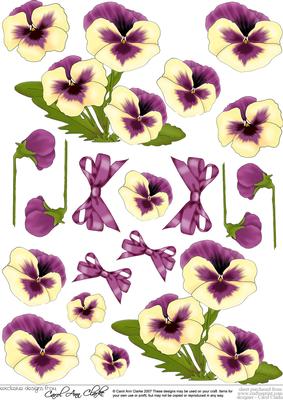 Pansy on Butterfly Lace 3D Decoupage Sheet