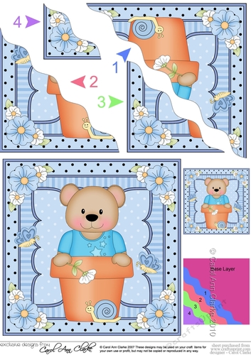 Flower Pot Friends Cute Little Teddy Wavey Corner Stacker
