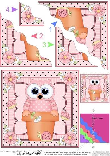 Flower Pot Friends Cute Little Owl Wavey Corner Stacker