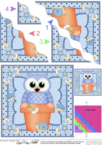 Flower Pot Friends Cute Little Owl Wavey Corner Stacker
