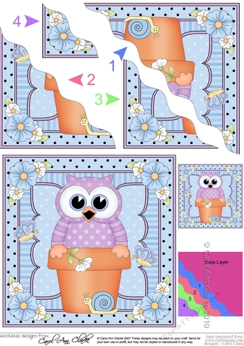 Flower Pot Friends Cute Little Owl Wavey Corner Stacker