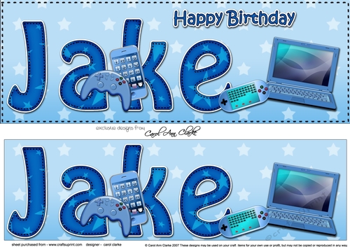 Large DL Happy Birthday JAKE 3D decoupage