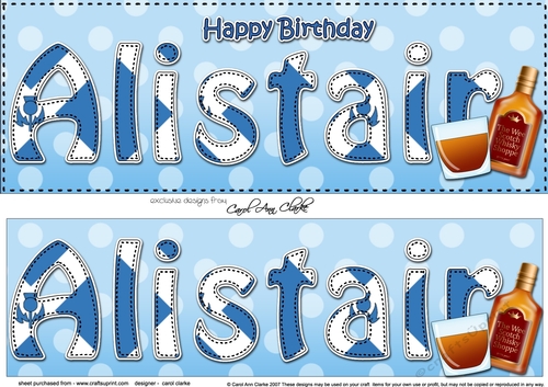 Large DL Happy Birthday ALISTAIR  3D decoupage