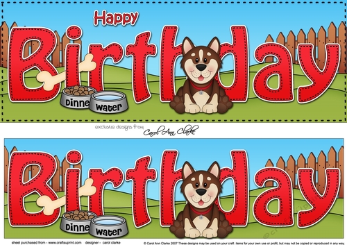 Large DL HAPPY BIRTHDAY 3D decoupage with Husky Dog