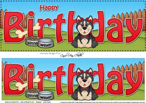 Large DL HAPPY BIRTHDAY 3D decoupage with Husky Dog