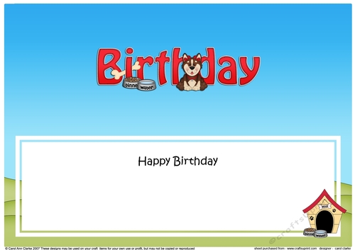 Large DL HAPPY BIRTHDAY insert with Husky Dog