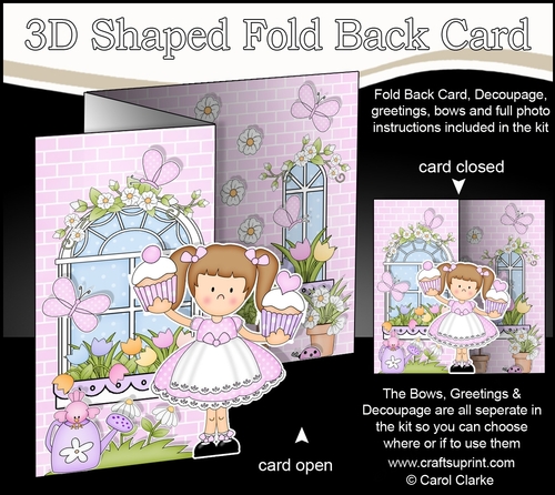 3D Shaped No-Hole Fold Back Mini Kit -  Country Cottage Girlz Liz  has Cupcakes