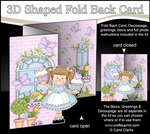 3D Shaped No-Hole Fold Back Mini Kit -  Country Cottage Girlz Liz  has Cupcakes