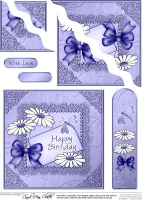 Daisies on metallic lace  - Wavey Corner Stacker