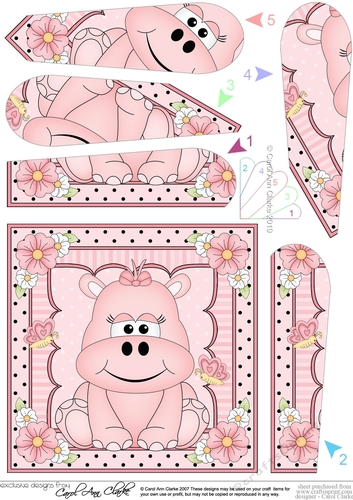 Cute Little Hippo Fan Pyramage Topper