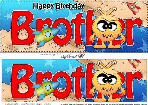 Large DL Happy Birthday BROTHER 3D decoupage