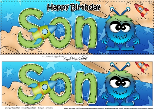 Large DL Happy Birthday SON 3D decoupage