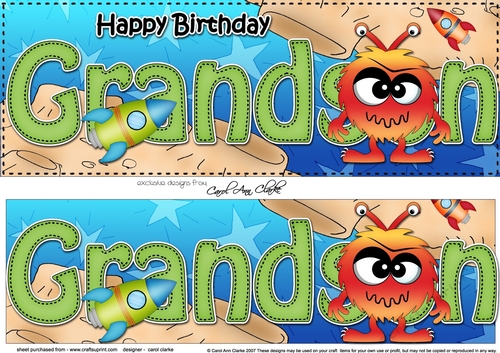 Large DL Happy Birthday GRANDSON 3D decoupage