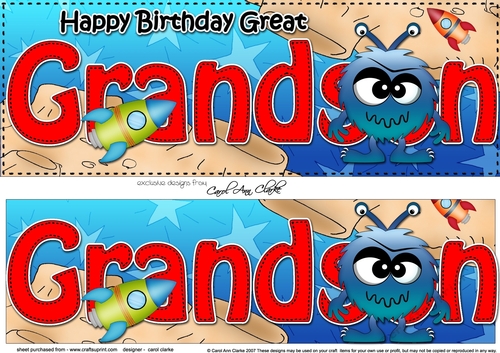 Large DL Happy Birthday GREAT GRANDSON 3D decoupage