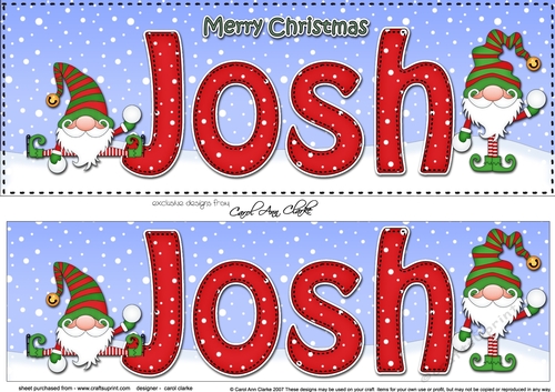 Large DL Merry Christmas JOSH 3D decoupage 