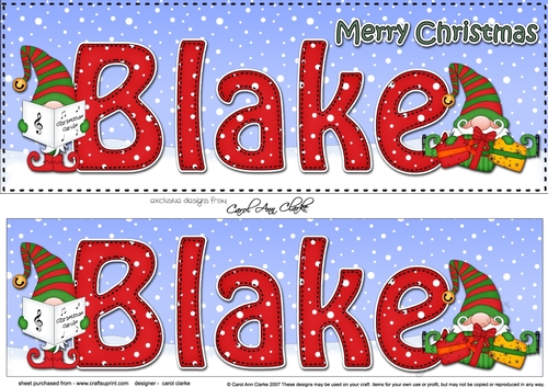 Large DL Merry Christmas BLAKE 3D decoupage 