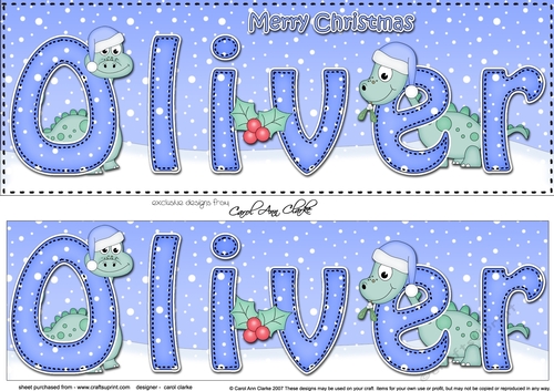 Large DL Merry Christmas OLIVER 3D decoupage 
