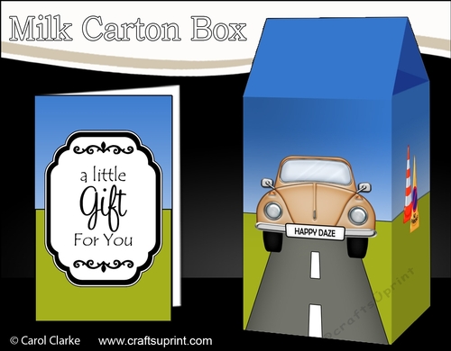 3D Milk Carton Treat Box - Gold VW Beetle Car