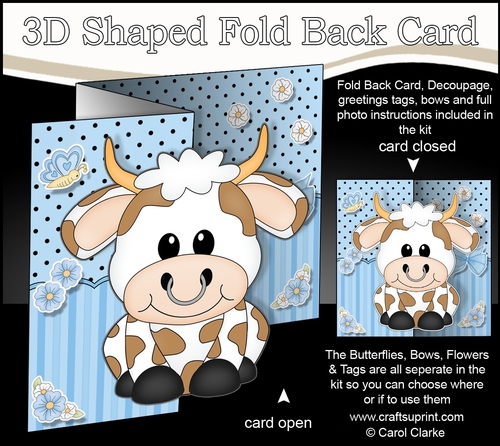 3D Shaped No-Hole Fold Back Mini Kit -  Cute Little Billy Bull