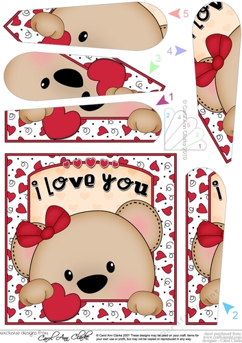 Fan Pyramage Topper - Love, Romance, Valentine - Teddy Bear 