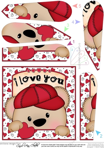 Fan Pyramage Topper - Love, Romance, Valentine - Teddy Bear 