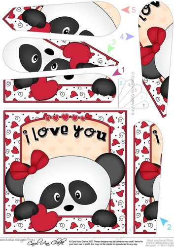 Fan Pyramage Topper - Love, Romance, Valentine - Panda Bear 