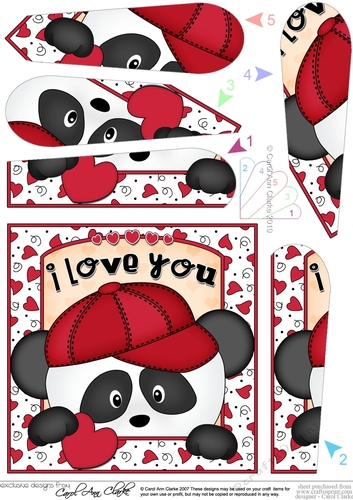 Fan Pyramage Topper - Love, Romance, Valentine - Panda Bear 