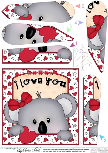 Fan Pyramage Topper - Love, Romance, Valentine - Koala Bear 