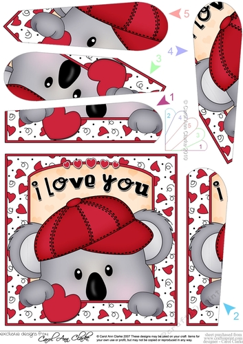 Fan Pyramage Topper - Love, Romance, Valentine - Koala Bear 