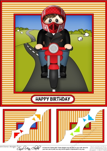 8 x 8 Scalloped Corner Topper - Little Motorbike Rider