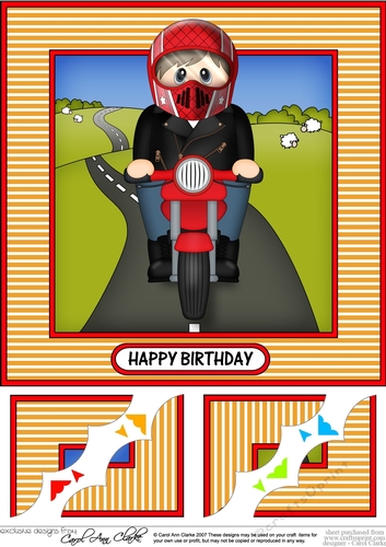 8 x 8 Scalloped Corner Topper - Little Motorbike Rider