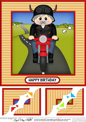8 x 8 Scalloped Corner Topper - Little Motorbike Rider