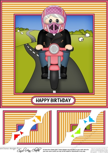 8 x 8 Scalloped Corner Topper - Little Motorbike Rider