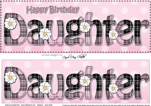 Large DL Happy Birthday DAUGHTER 3D decoupage
