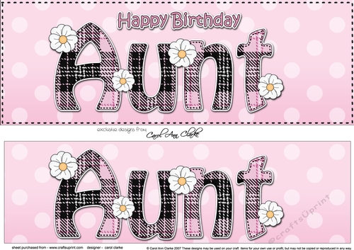 Large DL Happy Birthday AUNT 3D decoupage
