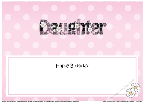 Large DL Happy Birthday DAUGHTER insert